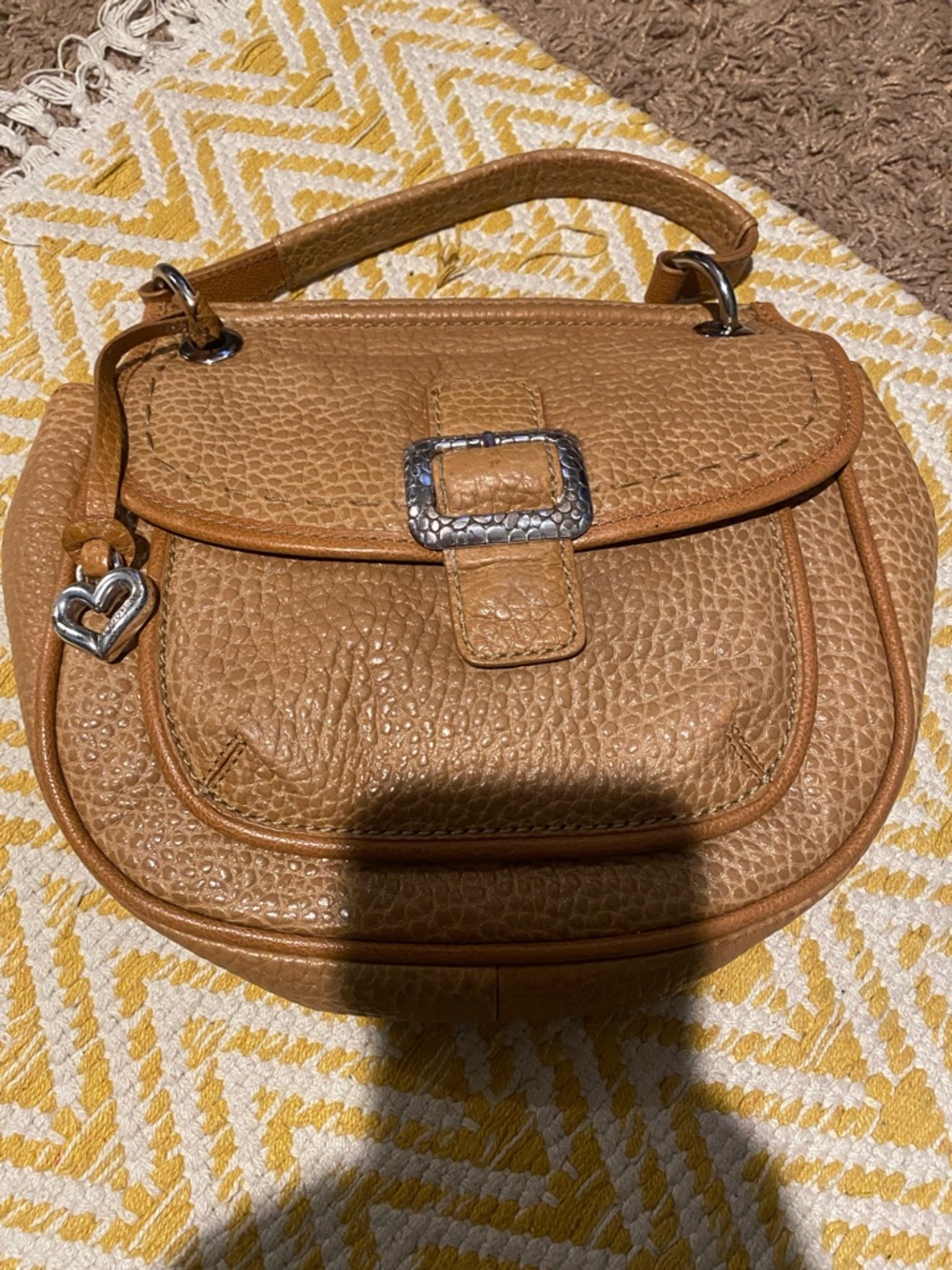 Brighton Parker Pebbled Tan Leather Shoulder Bag EUC